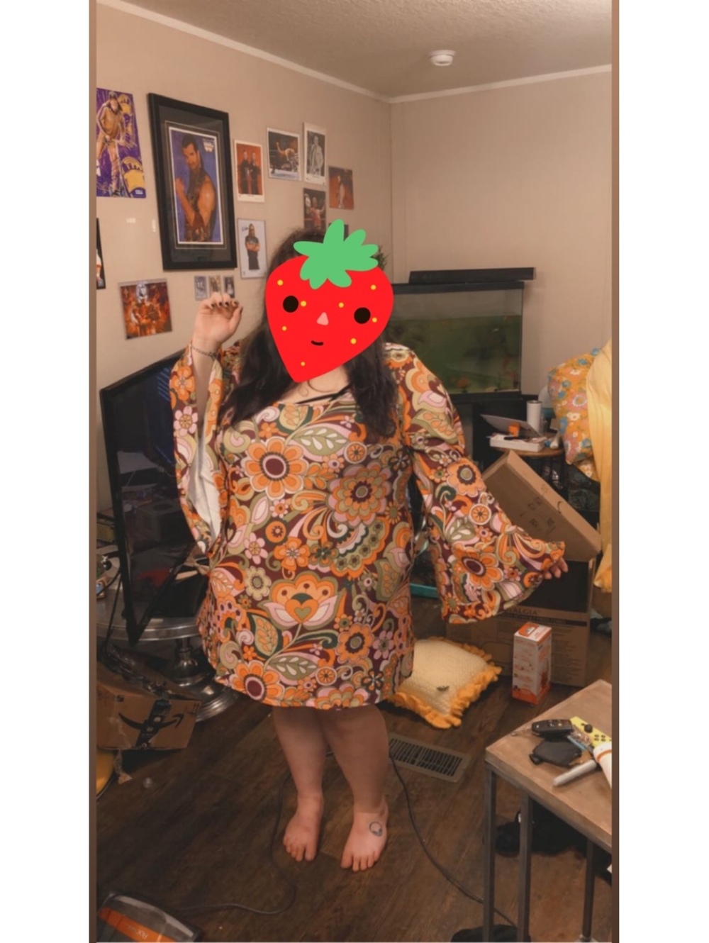 Smak Parlour 3X retro floral bell sleeve dress